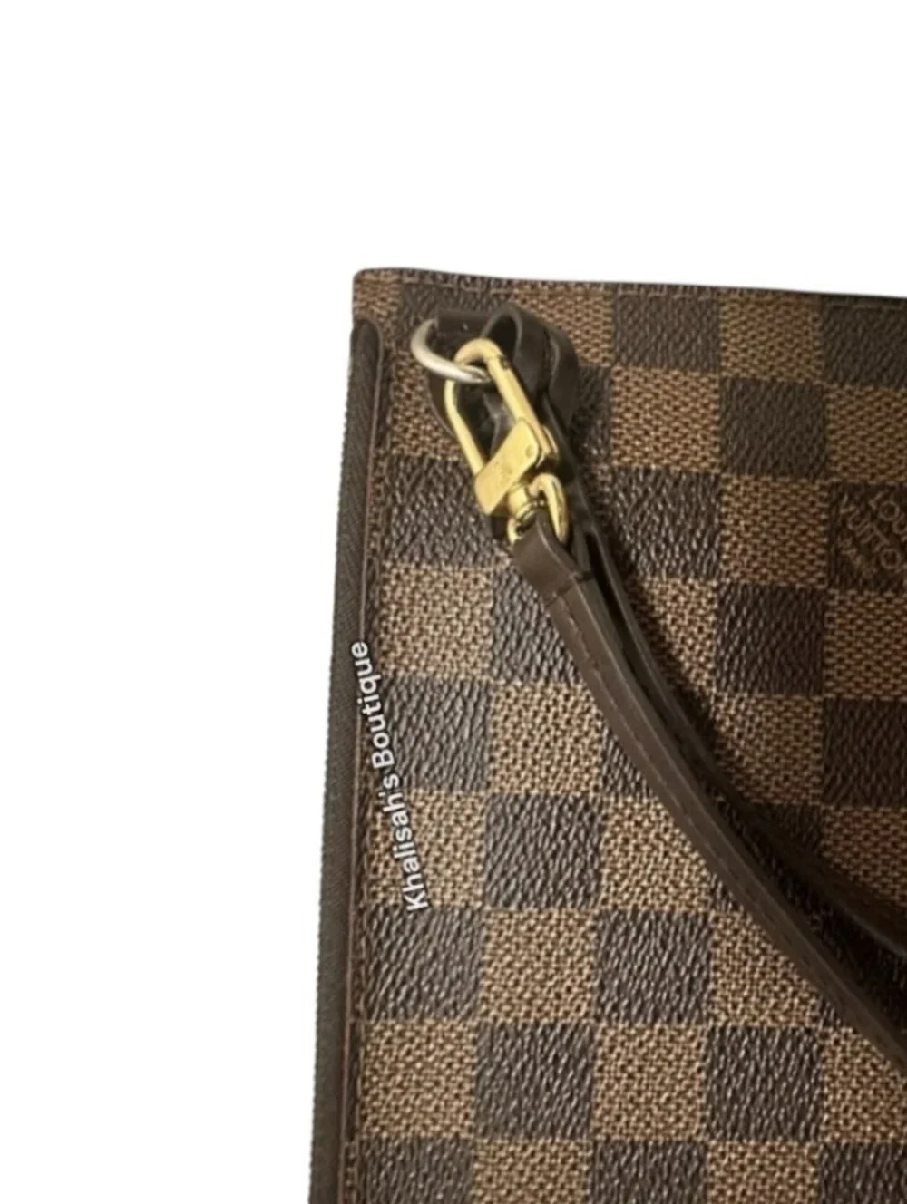 Authentic LOUIS Vuitton LV DAMIER EBENE NEVERFUL GM POCHETTE WRISTLET